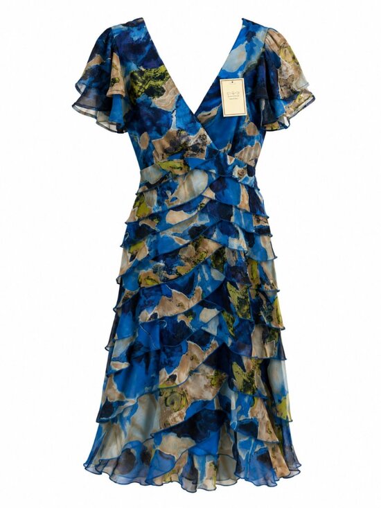 Johnathan Martin Dresses & Skirts - NWT Jonathan Martin Blue Floral Tiered Ruffle Dress Size 8